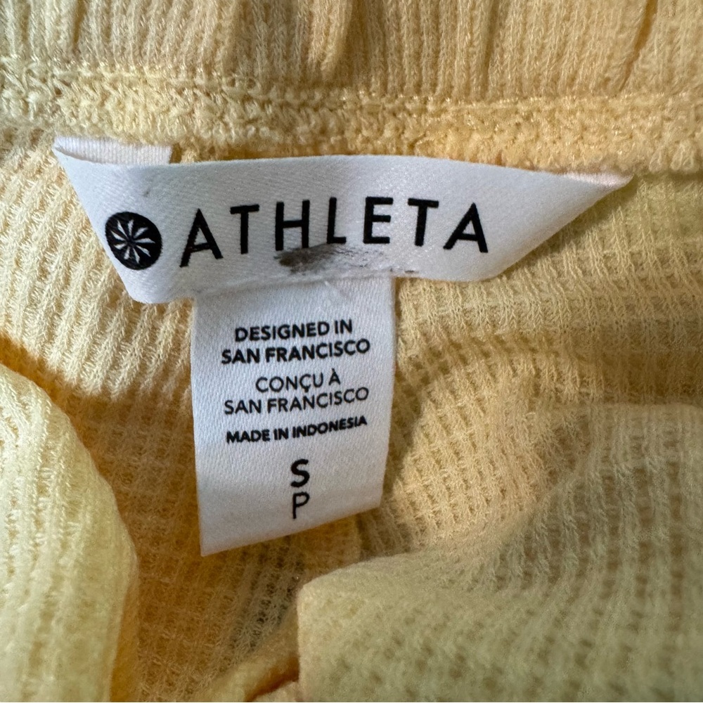 Athleta Wind Down Sleep Shorts in Lunaria Yellow. NWT. Waffle Knit. Size Small - Picture 3 of 12